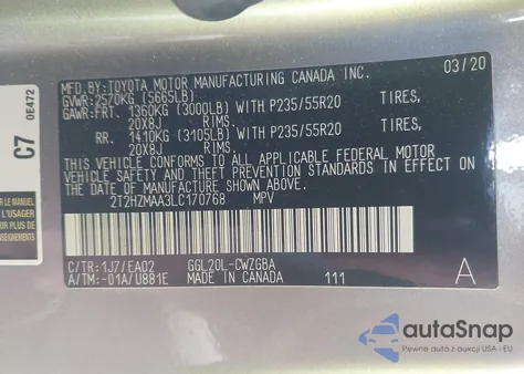 2020 Lexus Rx 350 из США, поврежденный, VIN 2T2HZMAA3LC170768